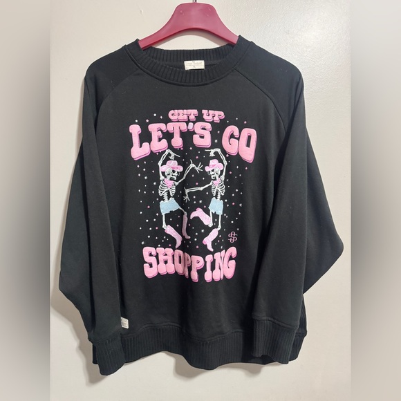Simply Southern Tops - Simply Southern Black Sweatshirt with Pink Skeleton Graphic